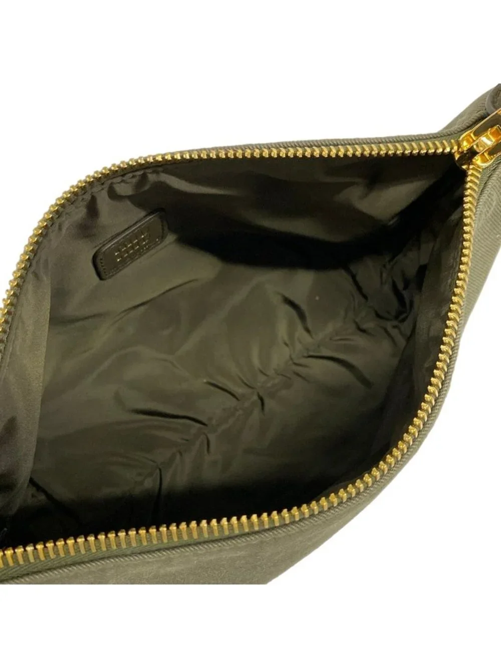 Miu Miu Handbag Spirit Gabardine Pouch Khaki Cotton